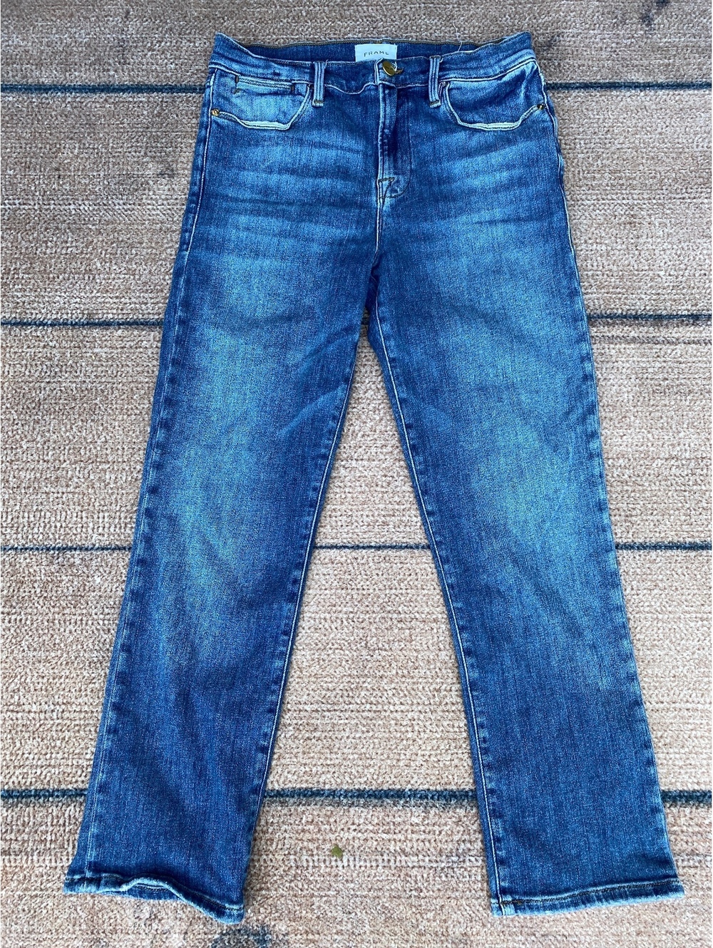 FRAME Women’s Le High Straight Leg Blue Luxury Denim 5-Pocket Size 29